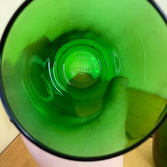 Vereco Green Tumbler Glass Vintage Made in France Set of 2 Glasses 8 oz - Picture 10 of 12